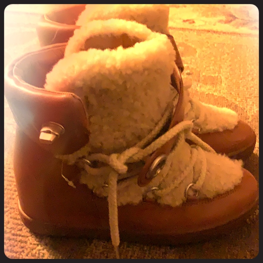 Size 8 coach Sherpa leather boots NWOT